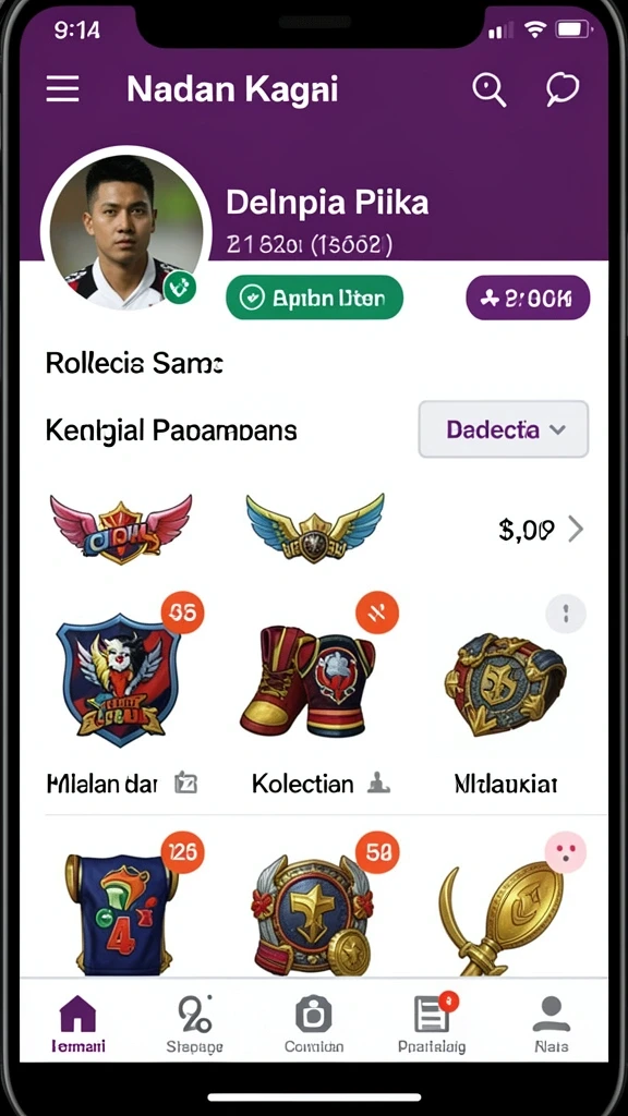 Menu permainan dengan beragam pilihan menarik.