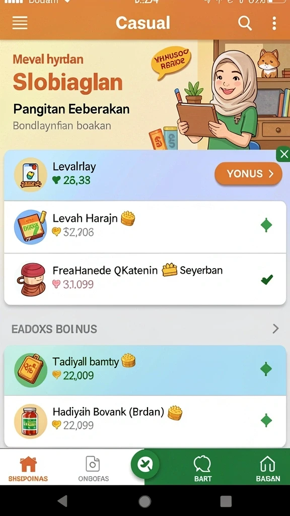 Berbagai pilihan item menarik untuk strategi permainan.